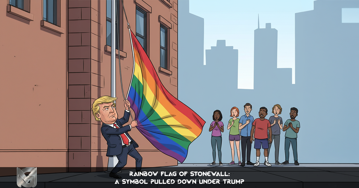 Rainbow flag of Stonewall A Symbol Pulled Down Under Trump